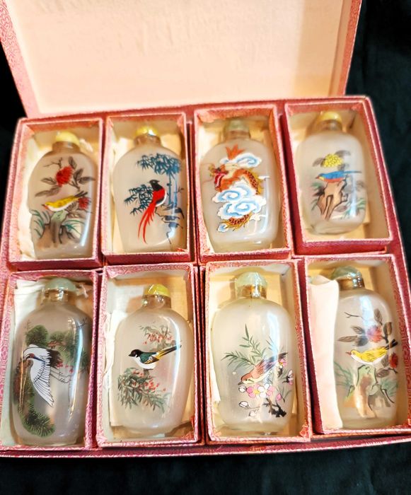 Frascos Rapé Chineses Vidro Pintados Mão