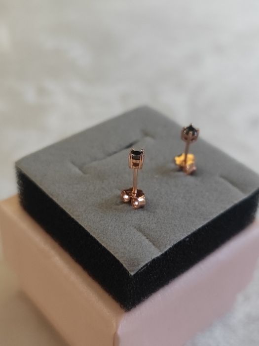 Kolczyki różowe złoto + moissanity_silent luxury