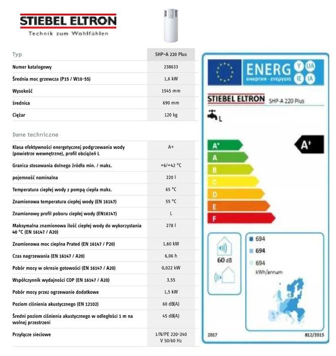 Pompa Ciepła  dla c.w.u. Stiebl-Eltron SHP-A 220 Plus nowa