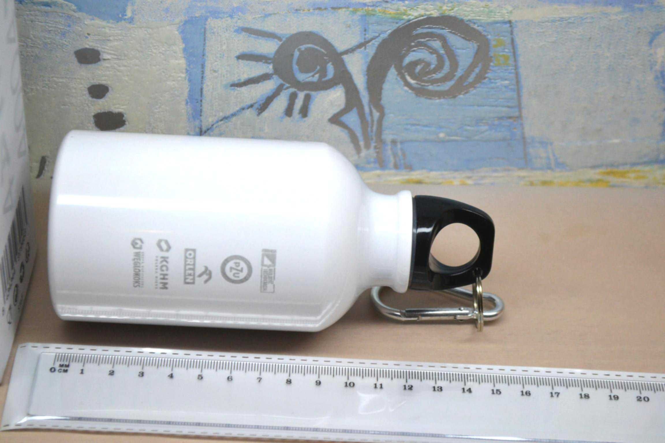 nowa butelka bidon 330ml aluminiowa ładna biała na prezent opakowanie