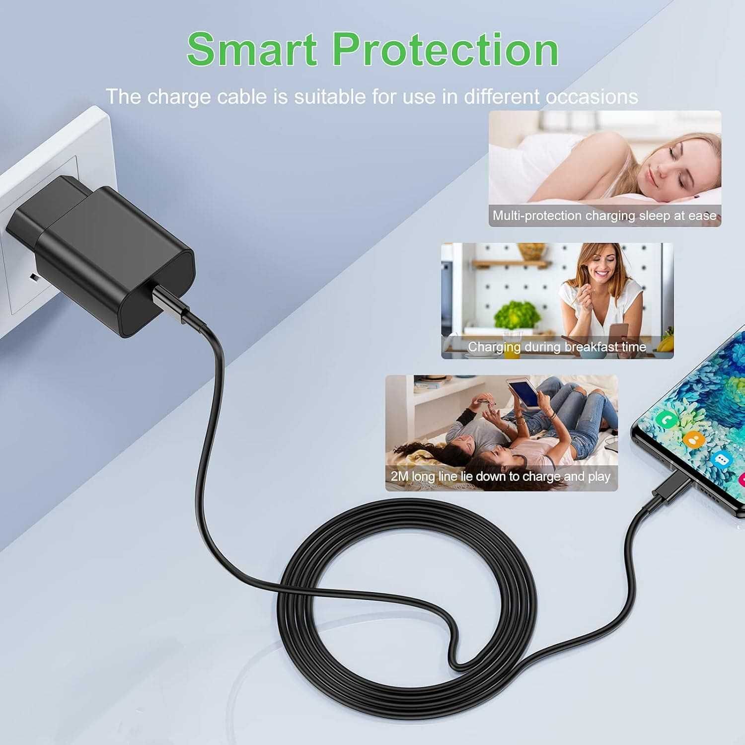 Szybka ładowarka USB C do Samsung, z kablem o długości 2 m