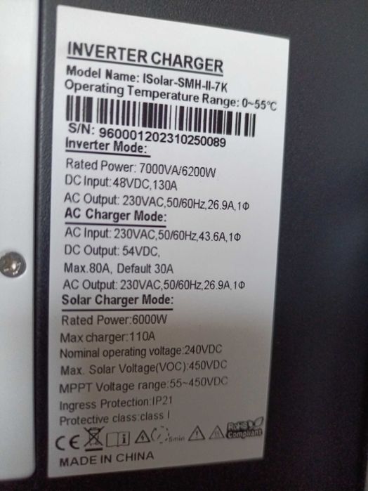 Гібридний сонячний Інвертор чистий синус Easun 24в 48в 220в 3-6кВт