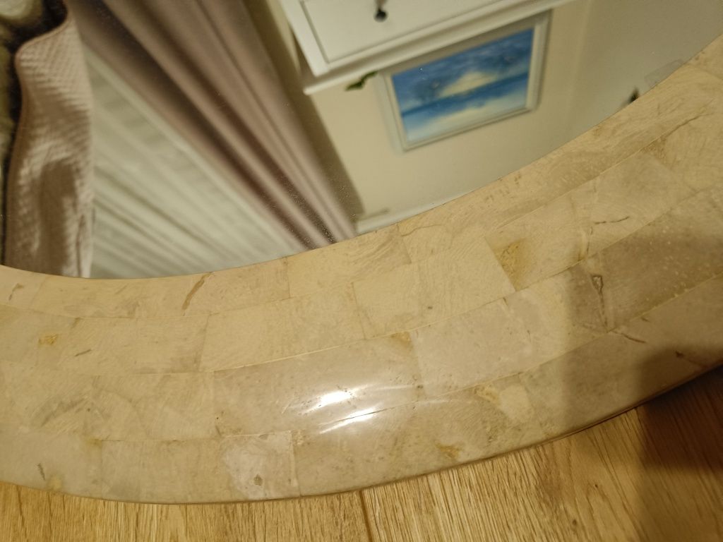Duże okrągłe ozdobne lustro kamień Boho art deco