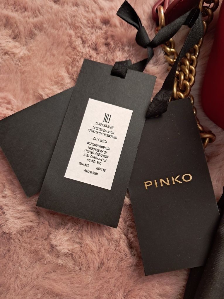 Pinko torebka z NFC Gate Camera Case czerwona listonoszka złoty łańcus