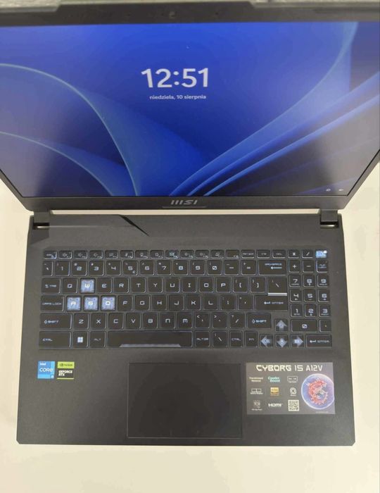 Laptop MSI Cyborg A12VF RTX4060 i5-12450H Windows 11 Pro