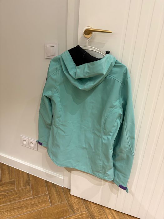 Kurtka hi tec miętowa fioletowy z kapturem L przeciwdeszczowa lecproof