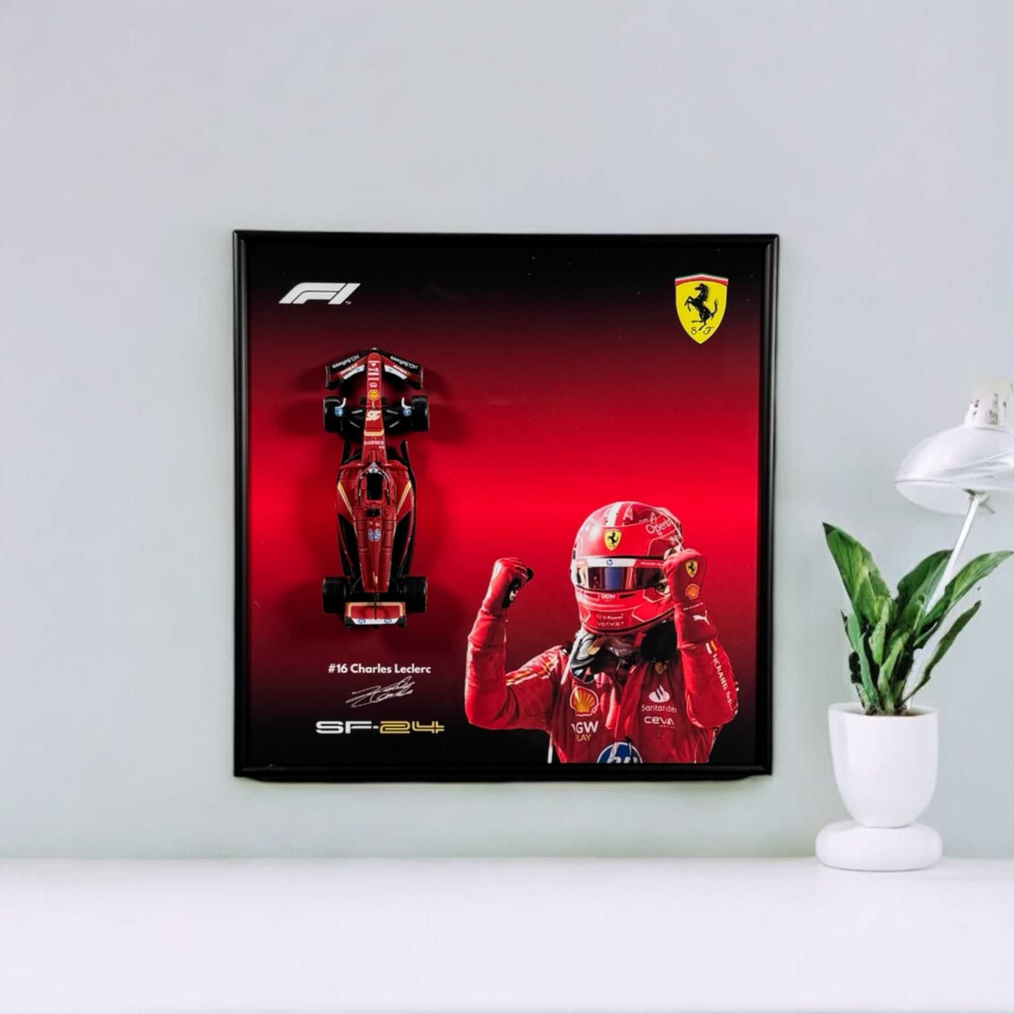 Рамка на Стіну Bburago F1 Ferrari SF24 Сезон 2024 #16 Charles Leclerc