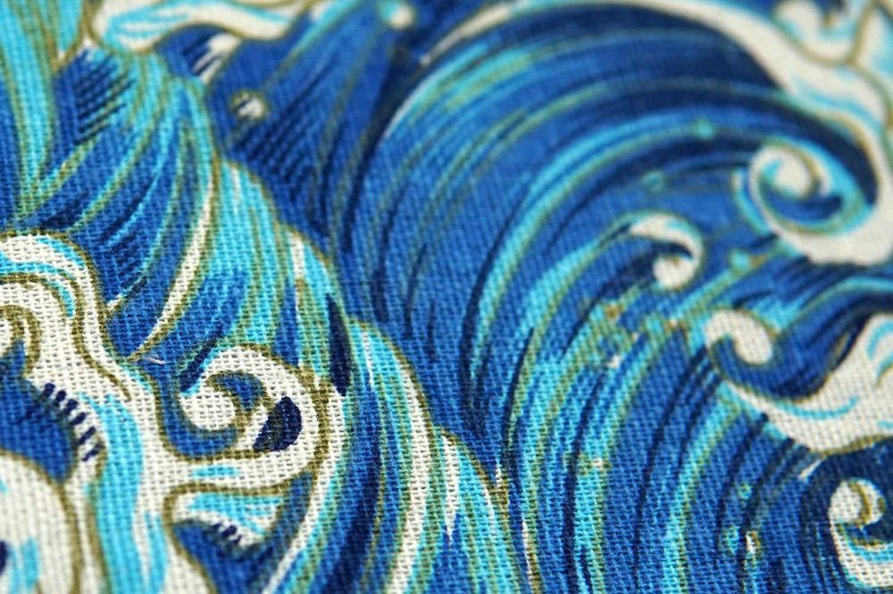 Poszetka męska wielka fala w Kanagawie chusteczka garnitur len lniana