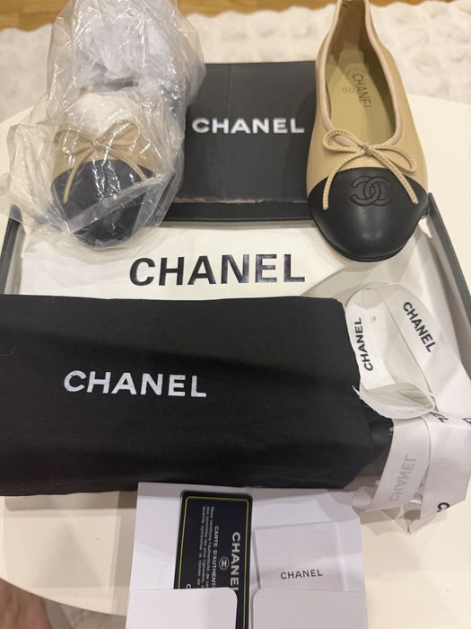 Buty balerinki jak chanel skórzane nowe rozm 39