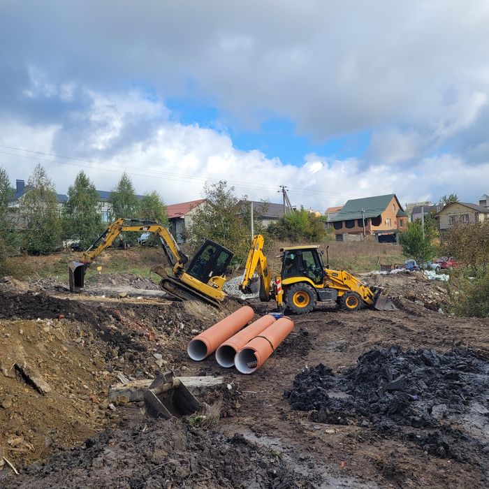 Міні екскаватор самоскид мінік фундамент септик послуги екскаватора