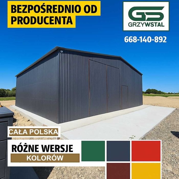 Garaż blaszany Garaże Blaszane -Magazyn Wiata-Hala Stalowa - GRZYWSTAL