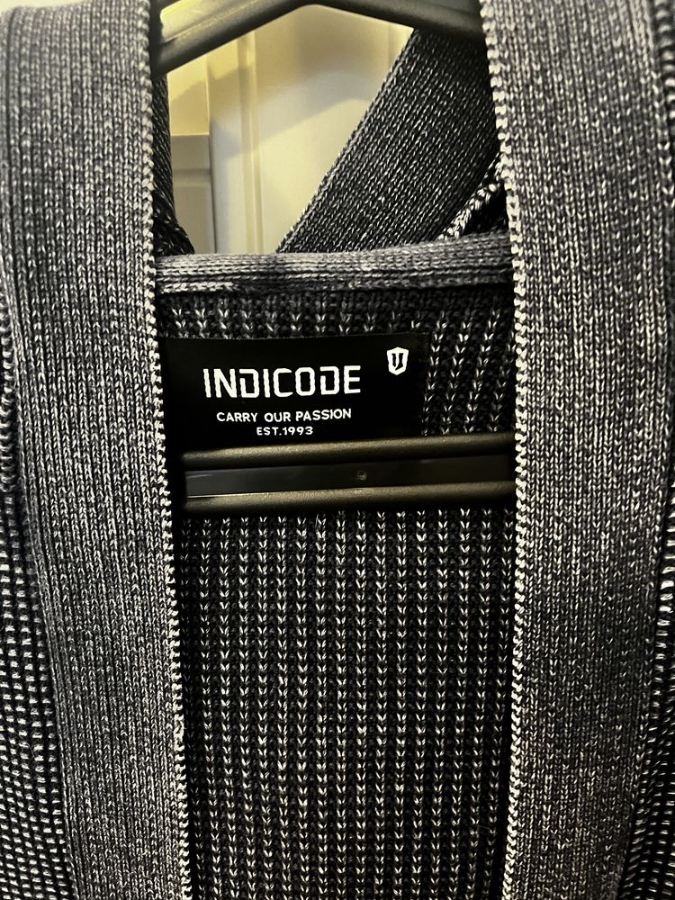 Długi kardigan sweter  z kapturem INDICODE rozm. L 100% bawełna/cotton