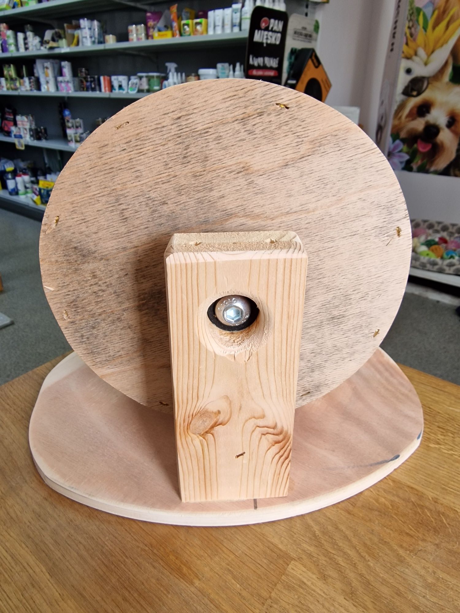 Nowy drewniany kołowrotek dla chomika 20 cm