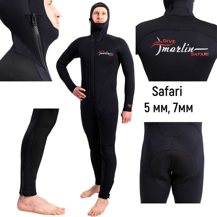 Гідрокостюм 2, 3, 5, 7, 9 мм, гидрокостюм для подводной охоты Marlin