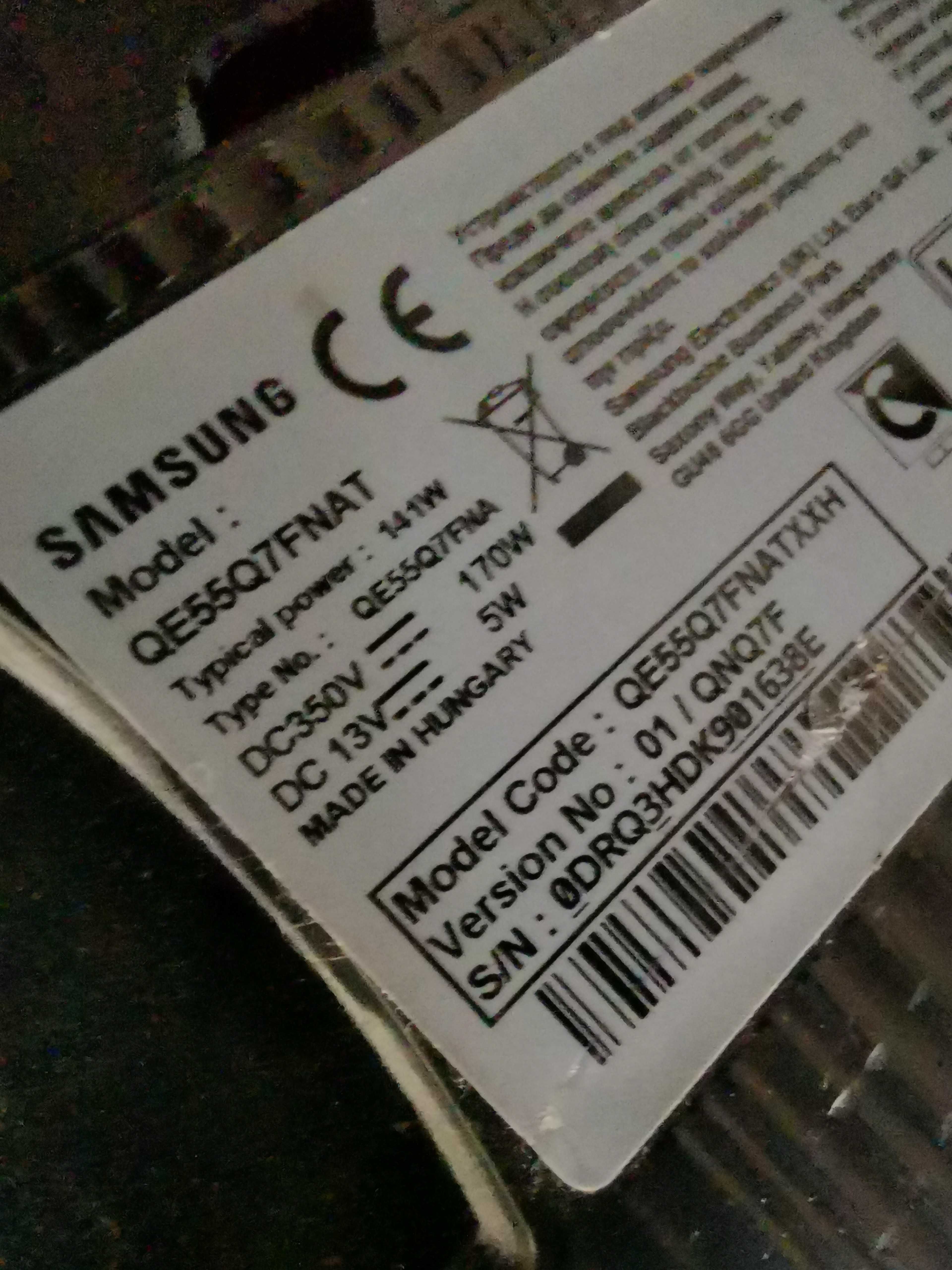 Samsung QLED 55 cali 4K UHD 120Hz Smart WiFi 55Q7FNAT uszkodzony