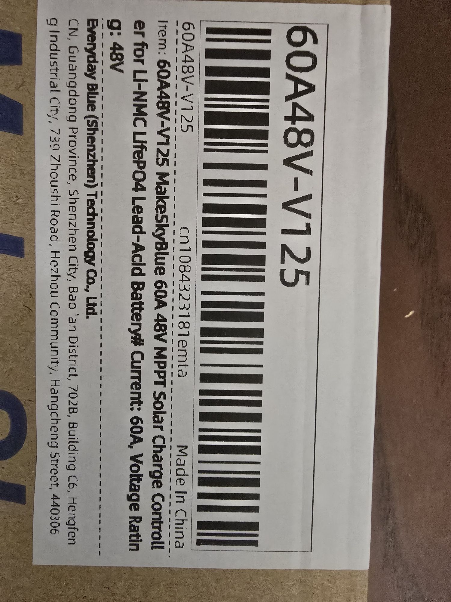 Солнечный контроллер заряда MPPT  MakeSkyBlue 60A48V-V125