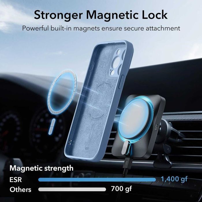 ESR HaloLock soft case etui MagSafe iPhone 15 PRO niebieskie