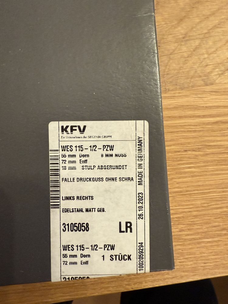 Zamek KFV nowy i KFV 115 BB, PZ, WC