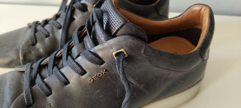 43 Geox męskie sneakersy skóra granatowe buty skórzane