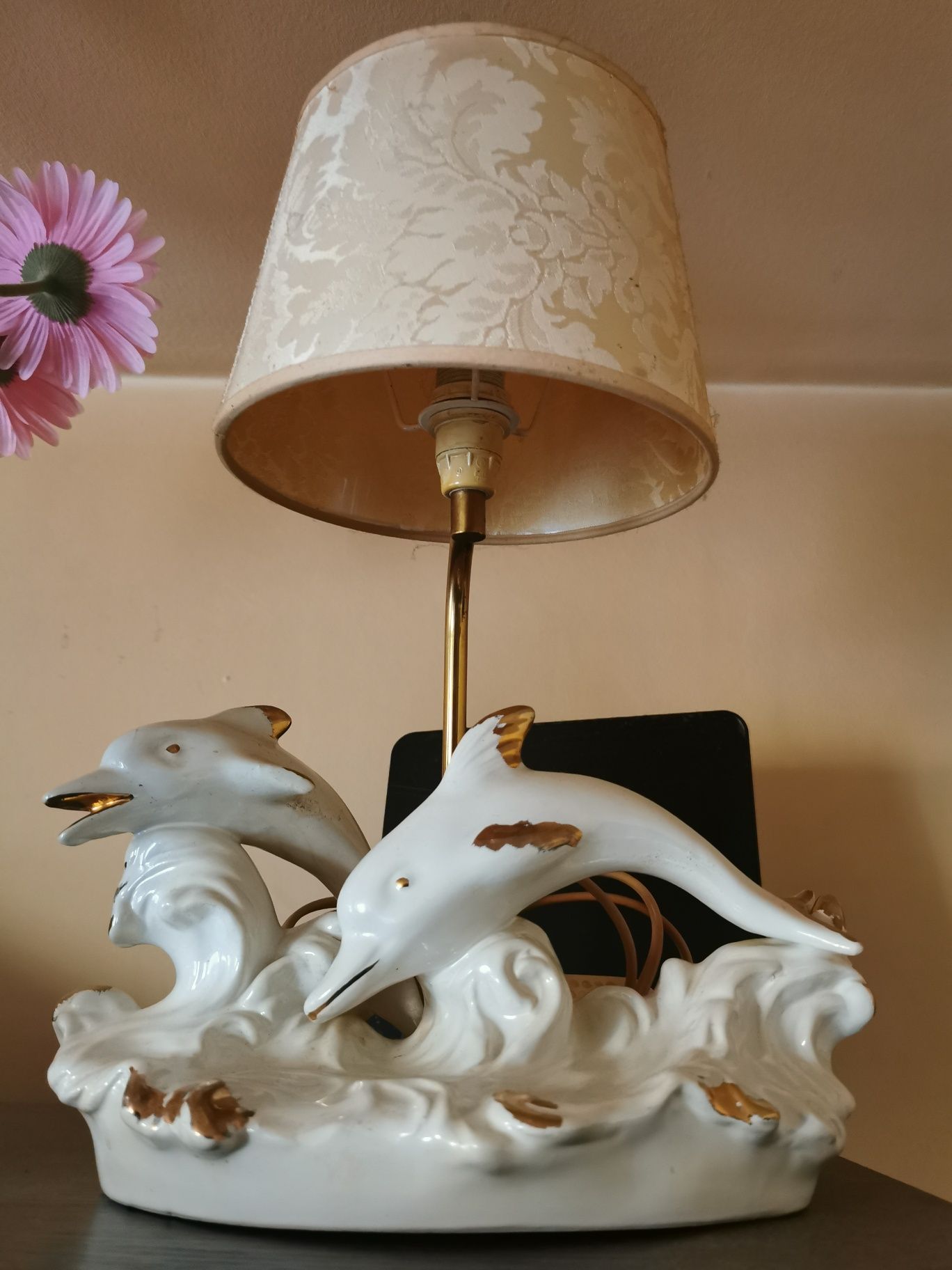 Lampa porcelanowa z abazurem