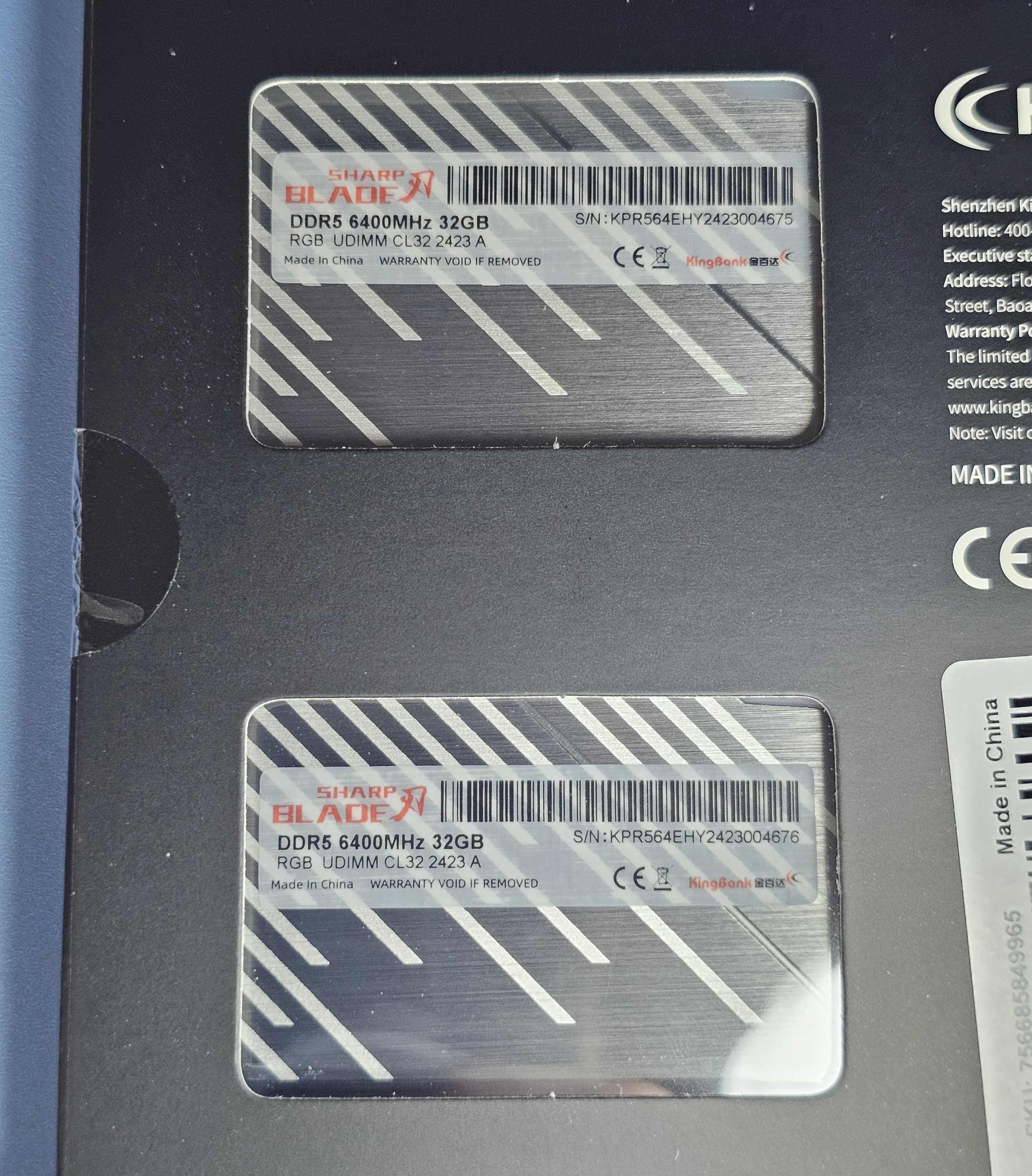 DDR5 KingBank 24GBx2 48GB 32GBx2 64GB 6400MHz Hynix Micron RGB Black