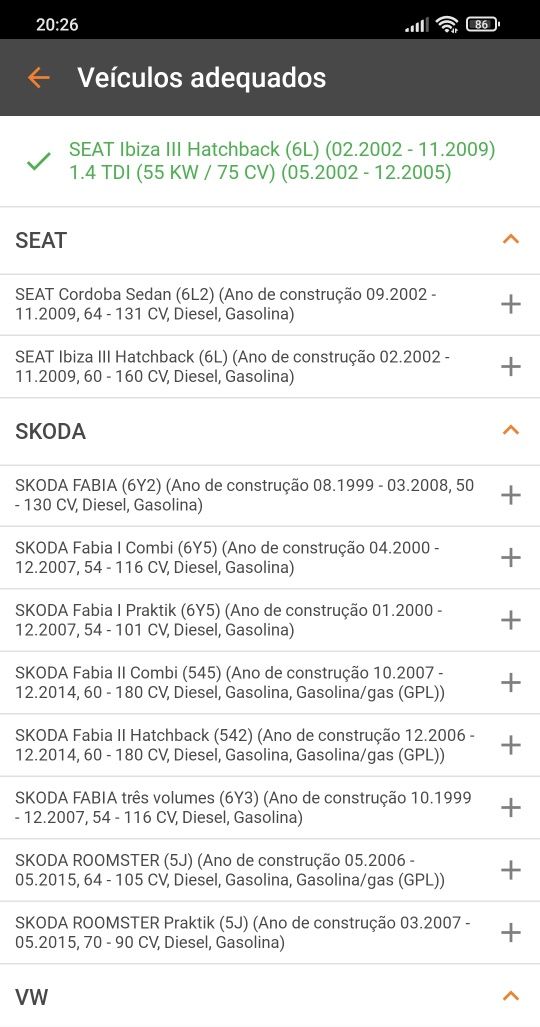 Pastilhas travão SEAT Volkswagen Skoda