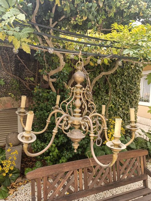 Candelabro antigo bronze dourado