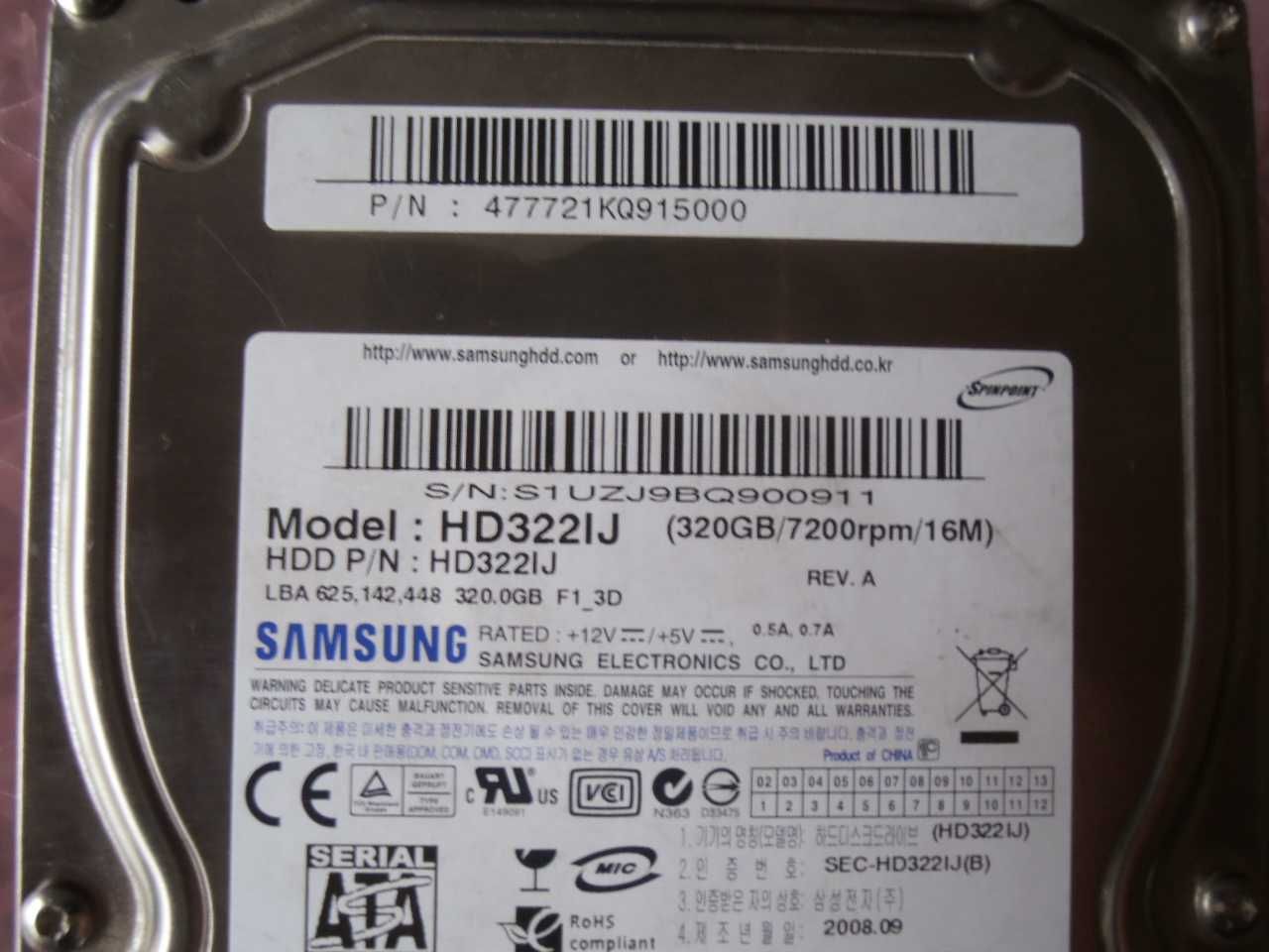 Жесткий диск HDD 3,5" SATA Samsung 160GB HD160JJ 7200 rpm