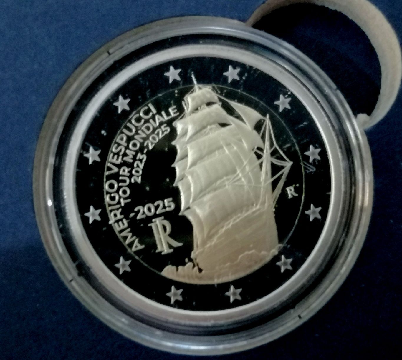 Moeda Proof 2 Euro 2025 Itália Navio Amerigo