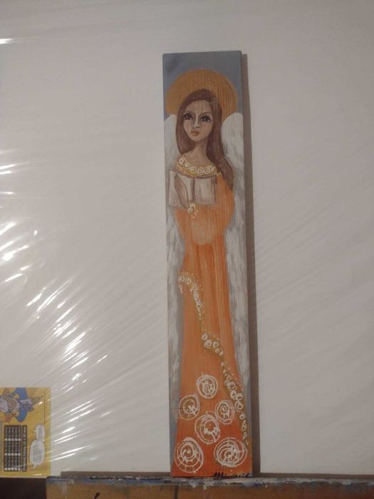 Anioły ręcznie malowane na deskach (45x10cm)