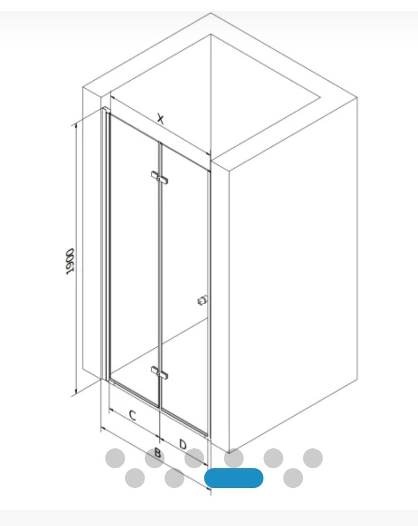 Drzwi prysznicowe harmonijkowe skladane 90 cm