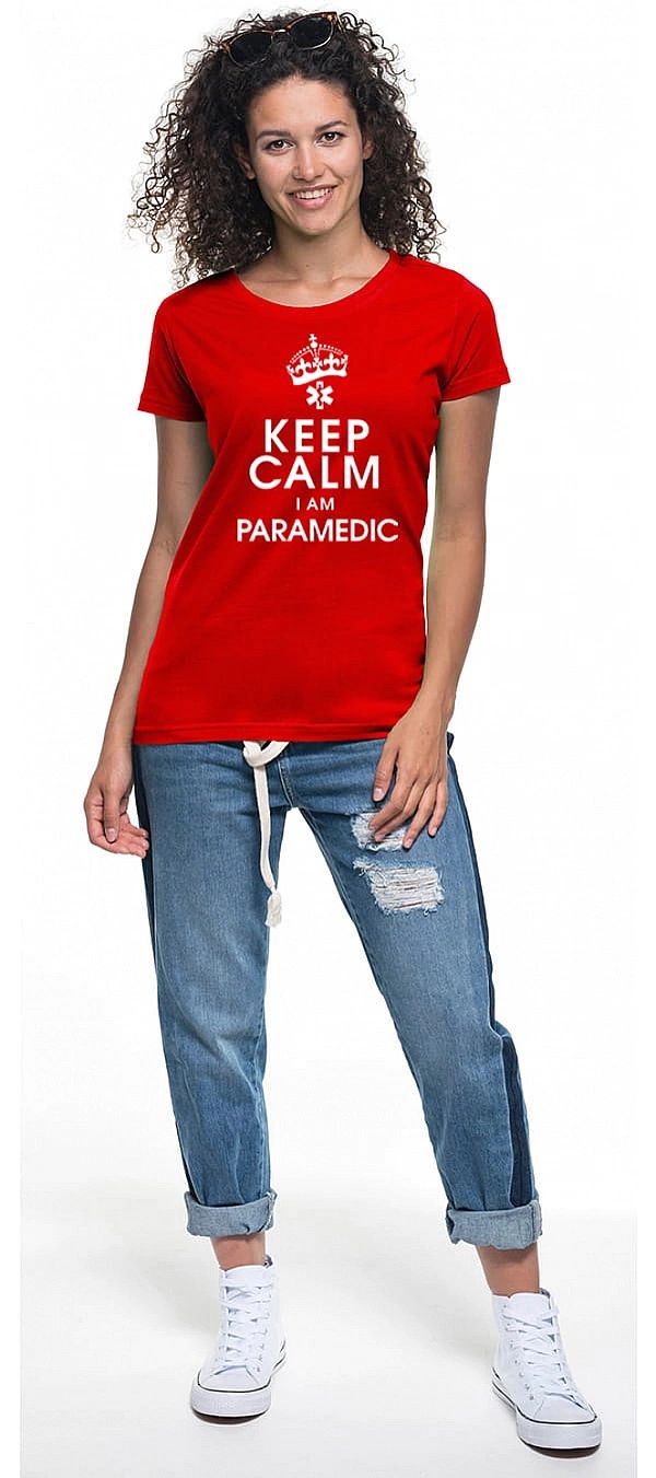 Koszulka damska KEEP CALM I AM PARAMEDIC czerwona (XXL)