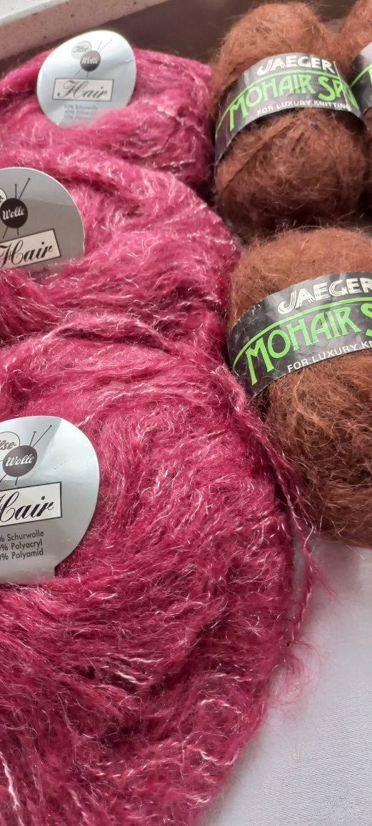 Moher mohair wełna włóczka zest. 6 + 10 szt