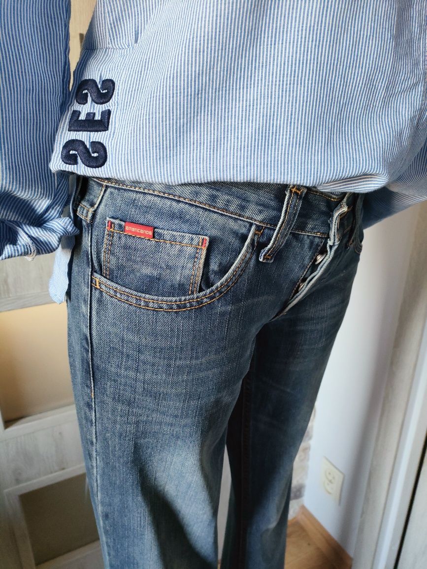 Niebieskie jeansy straight slim leg Americanos Vintage M