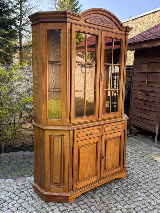 Kredens Witryna dębowa biblioteczka komoda z nadstawką 2002 r drewno