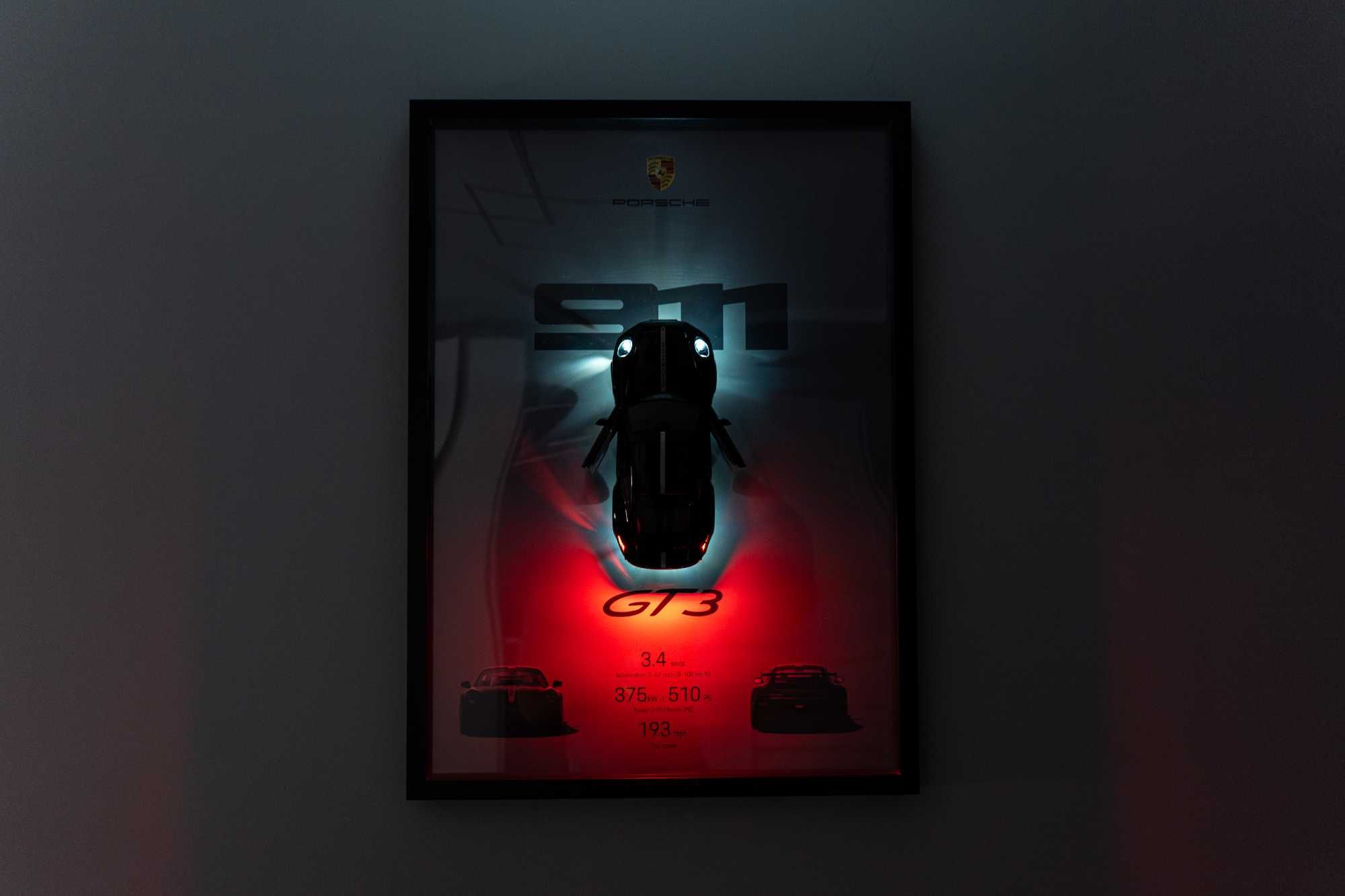 Obraz Plakat Porsche 911 GT3 Podświetlany