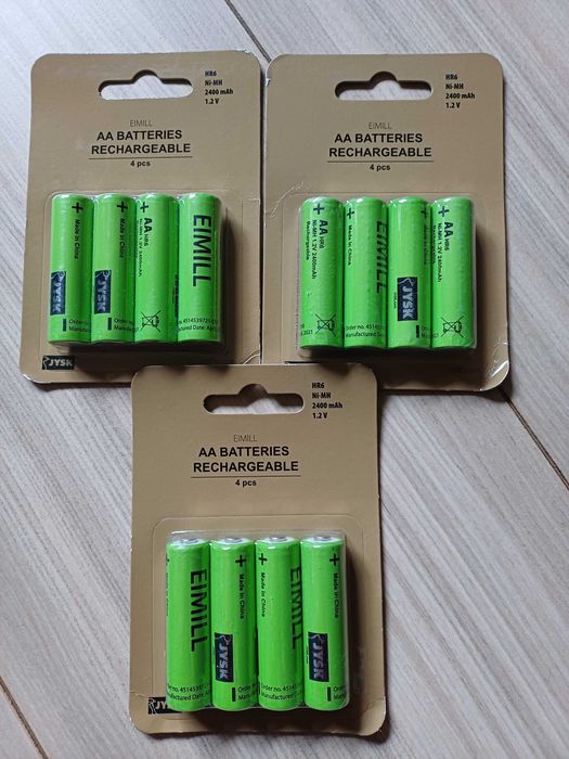 Trzy paczki Baterie akumulatorowe 1.2V