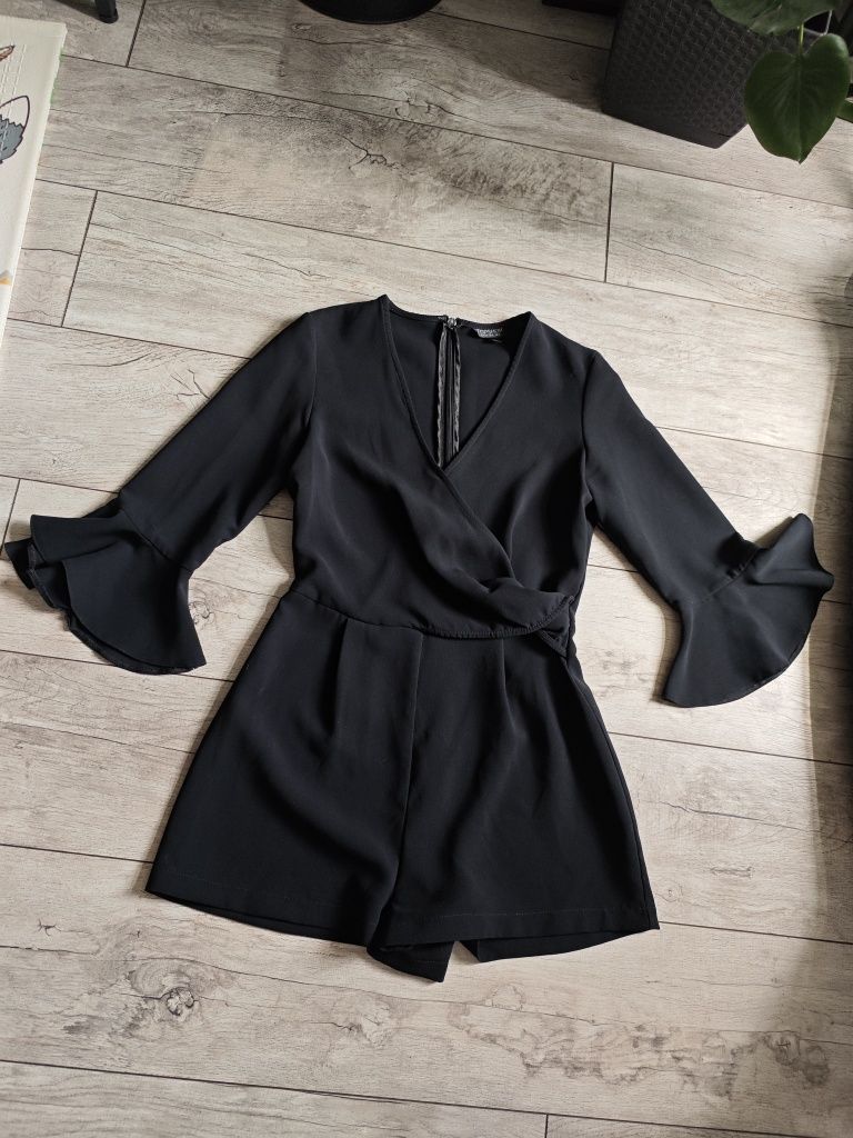 Kombinezon Top Shop 36 xs elegancki weselny komunijny czarny krótki