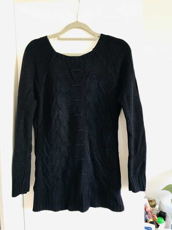 Granatowy sweter damski z długim rękawem S 36