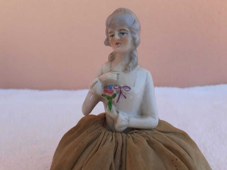 Rara boneca half doll em porcelana alemã, c. 1890 a 1920, séc. XIX