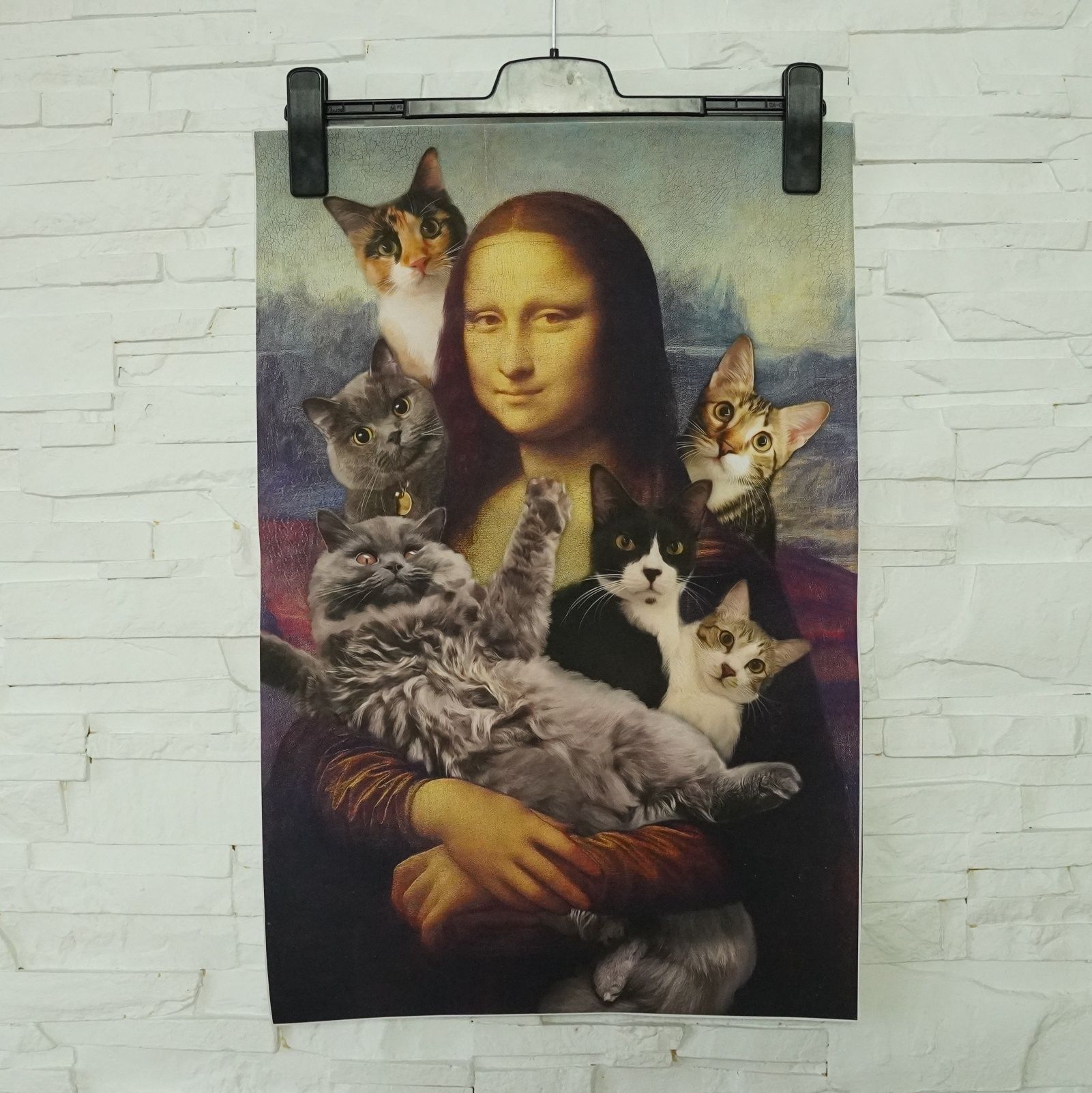 plakat drukowany na płótnie mona lisa z kotami 40x60cm