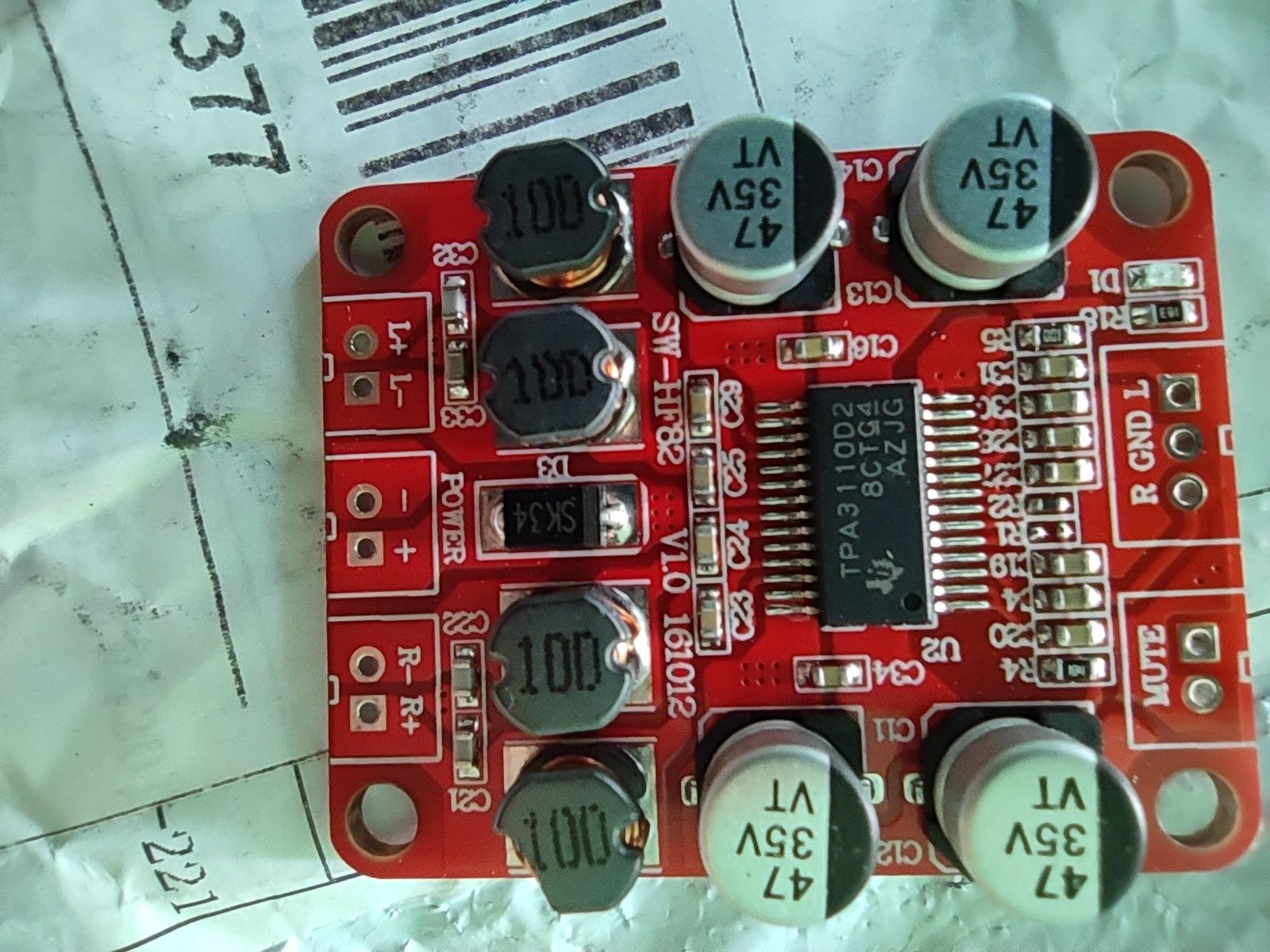 Усилитель звука TPA3110. Аудио  стерео. Мощности звука. DC 8-24V 2X15W