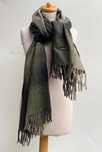 Szal Szalik Zielony Cashmere Frędzle Khaki 186 cm Narzutka