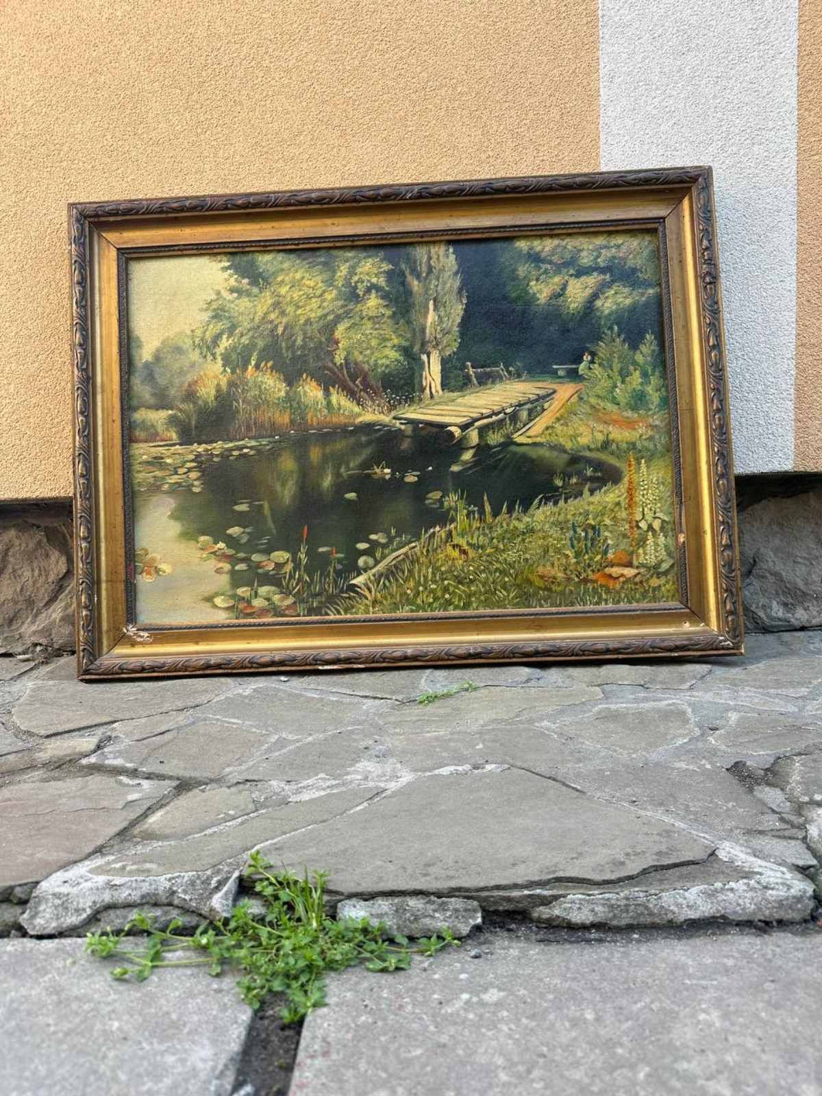 Картина маслом в рамке.