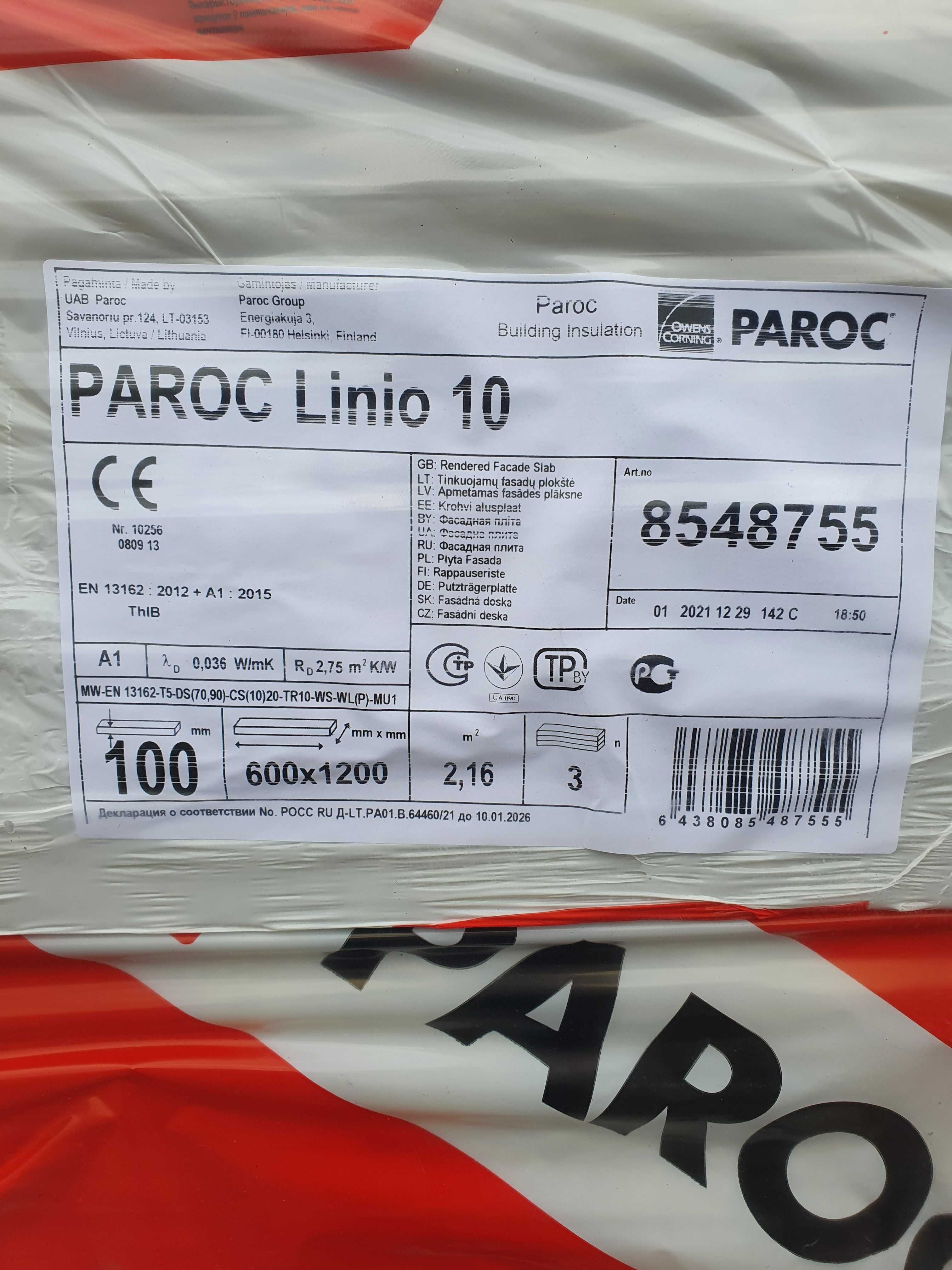Wełna elewacyjna fasadowa Paroc Linio 10 grubość od 5cm-25cm