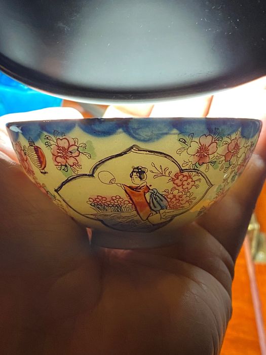 Taça Libação Porcelana Chinesa Qing séc XVIII 8,5 cm