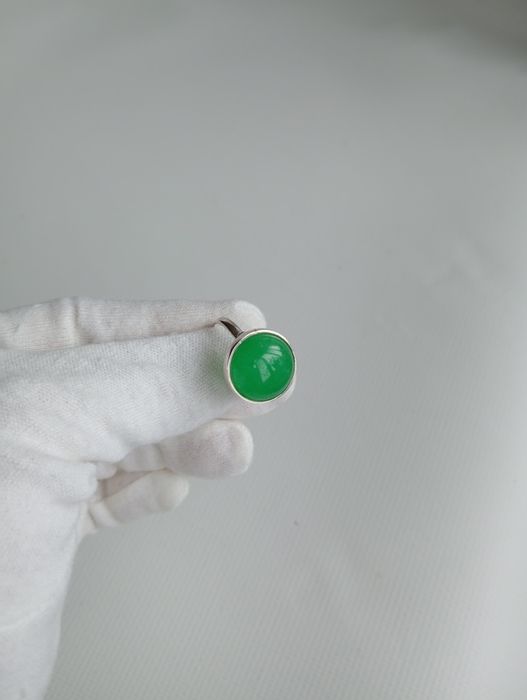 Каблучка срібна з хризопразом