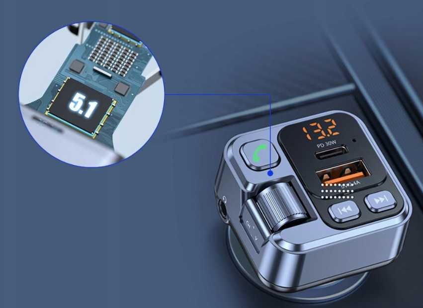Transmiter samochodowy T16 FM USB Bluetooth SD AUX ttst1552