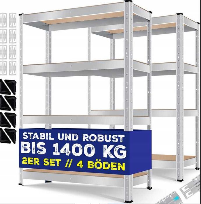 Regał magazynowy metalowy Masko 160 x 80 x 40 cm max 175 kg na półkę