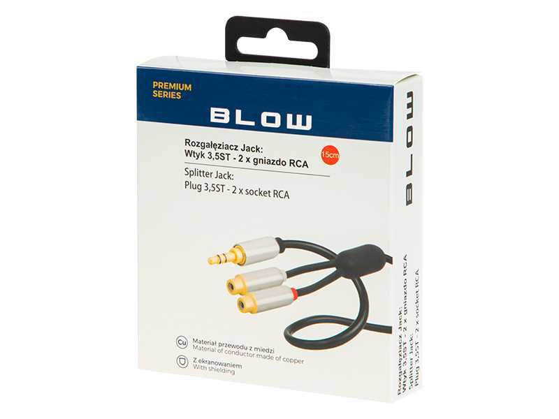 Rozgałęźnik Jack: WTYK 3,5ST-2GNIAZDO RCA z przewodem 15cm METAL